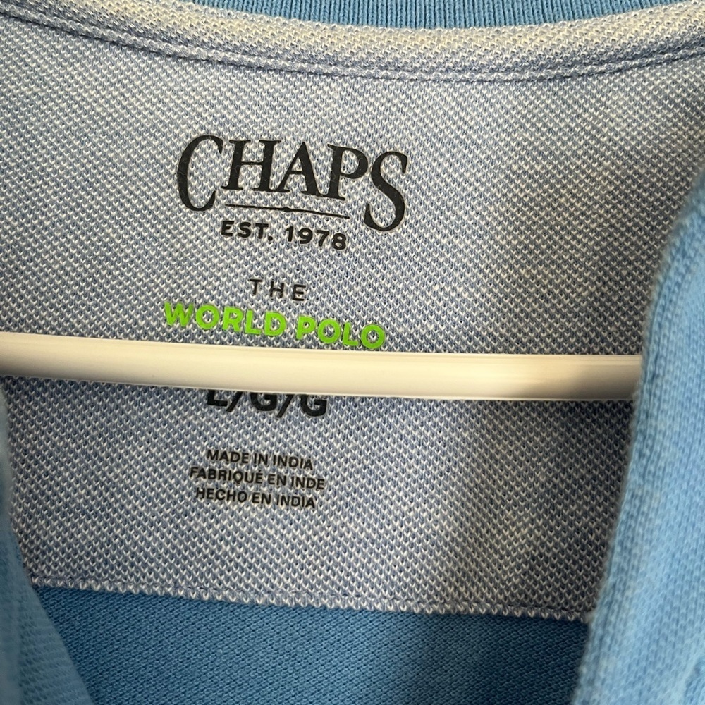 Men's Blue Polo Shirt Chaps Size Large Golf Shirt - Picture 8 of 13